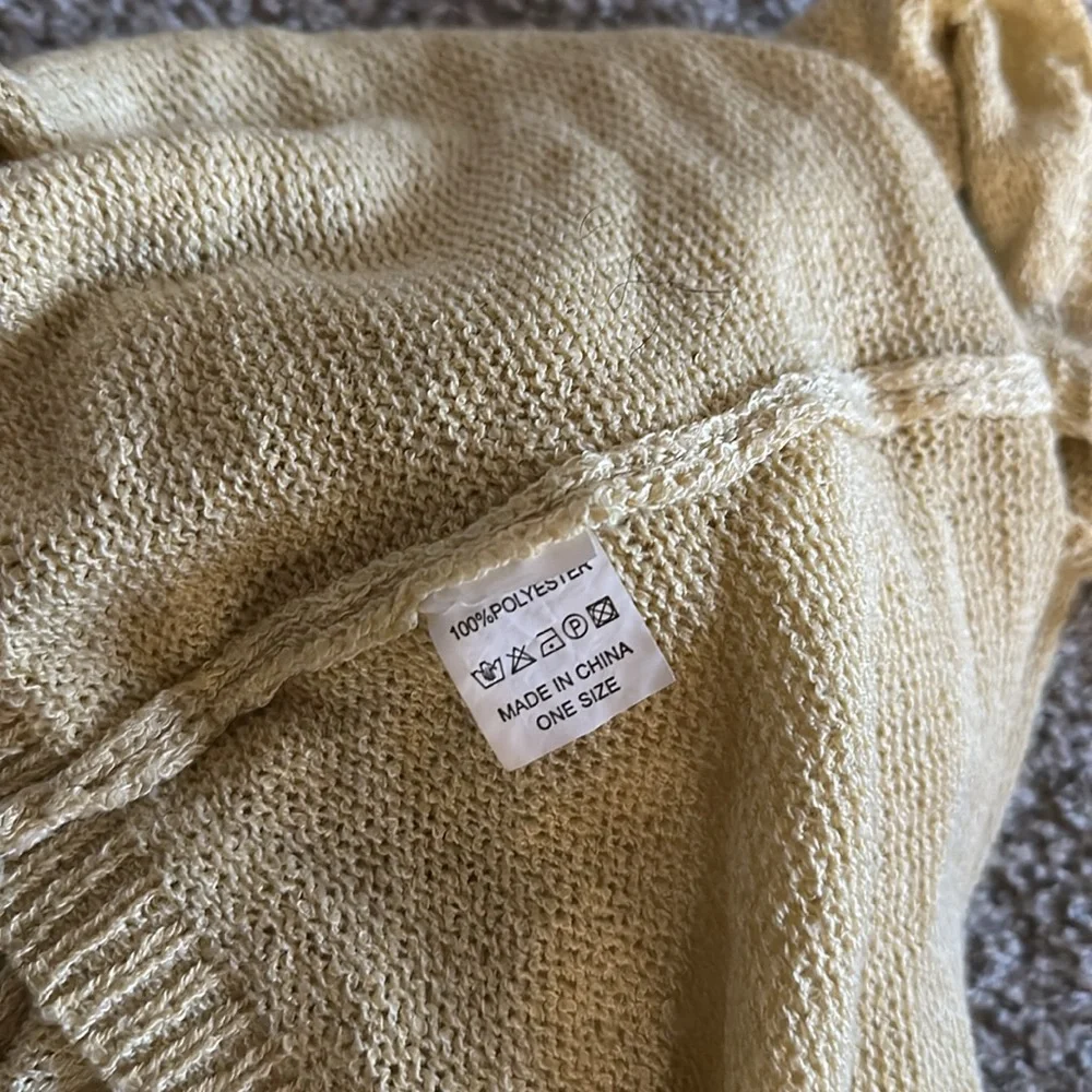 Crochet Knit Tan Dress with slit One Size - Picture 10 of 10